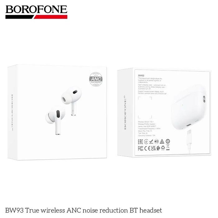 BOROFONE BW93 AirPods Pro ANC шумоподавление Bluetooth 5.4
