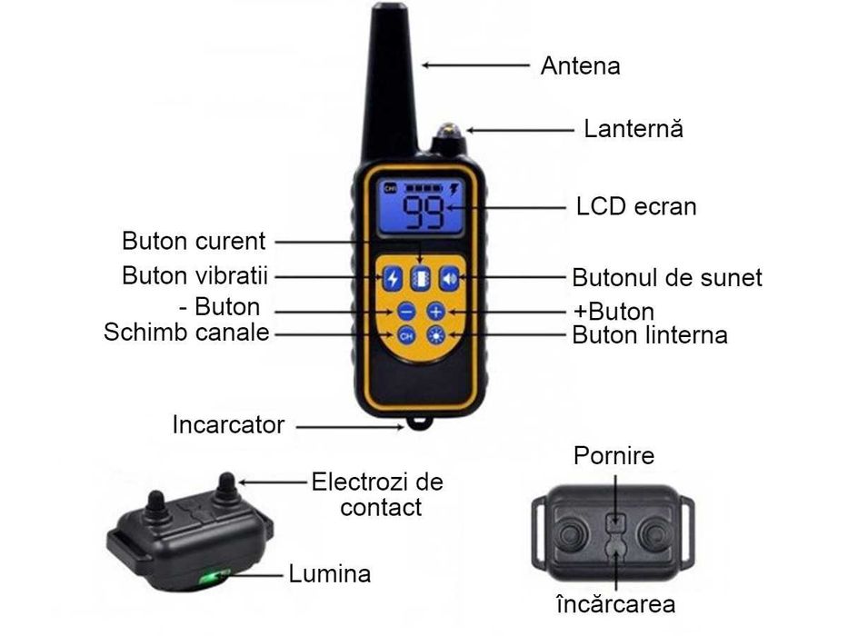Zgarda electronica de dresaj de caini cu o raza de actiune de 800m