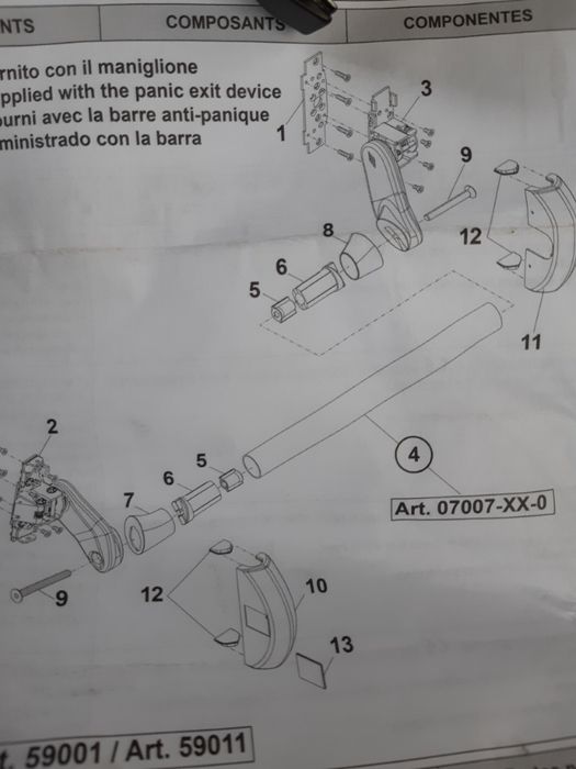 set maner extern si incuietoare usa antipanica pentru usi antiefracti