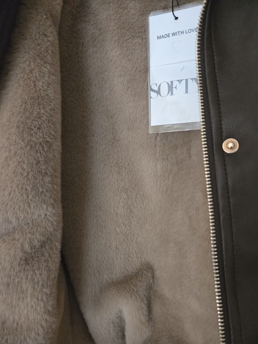 Късо кожено яке с пух Хита на сезона