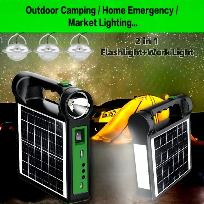 Kit Solar Lanterna + 3 becuri Led Powerbank 6000mah and Iluminare Led