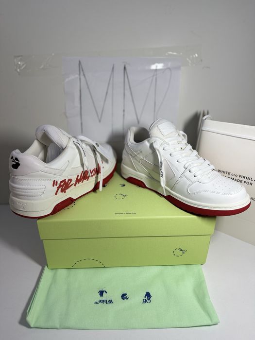 Adidasi sneakers off white ‘’for walking’’ red shoes