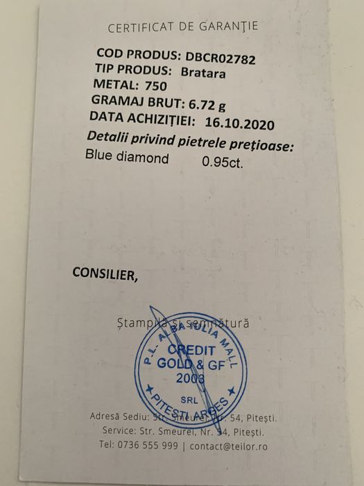 Vând bratara Teilor, aur 18 Ct