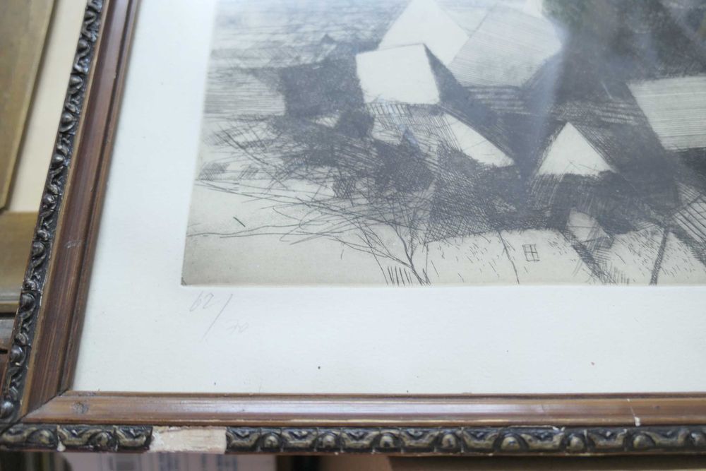 Gravura Grafica - Semnat Datat - numertoat 62/70 inramata Sticla