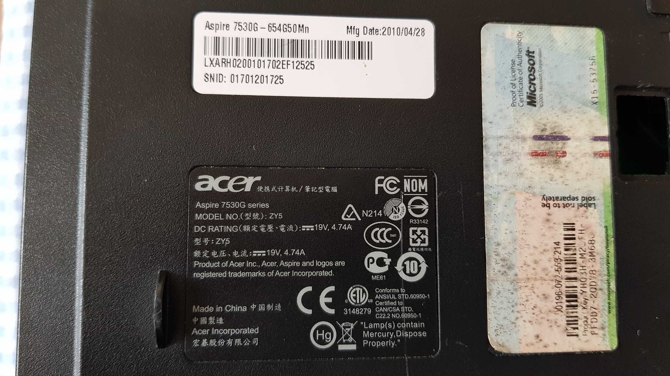 Placa De Baza Acer Aspire 7530G-Completa