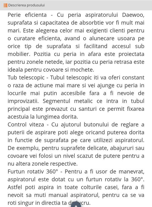 Aspirator compact DAEWOO cu sac permanent NOU - 195 Lei