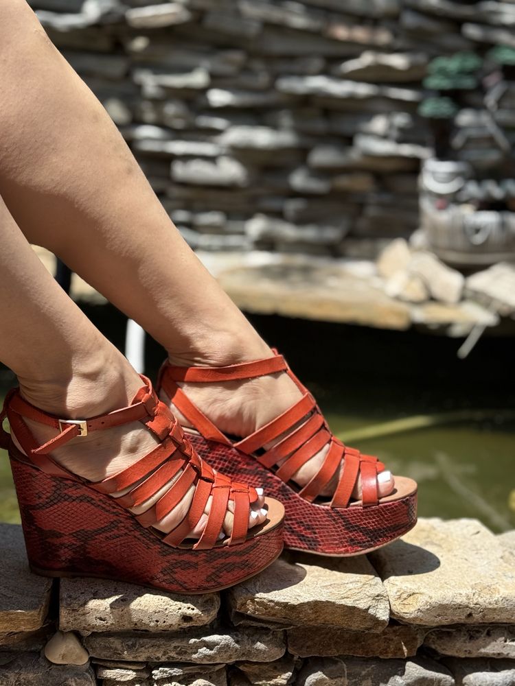 Sandale platforma piele