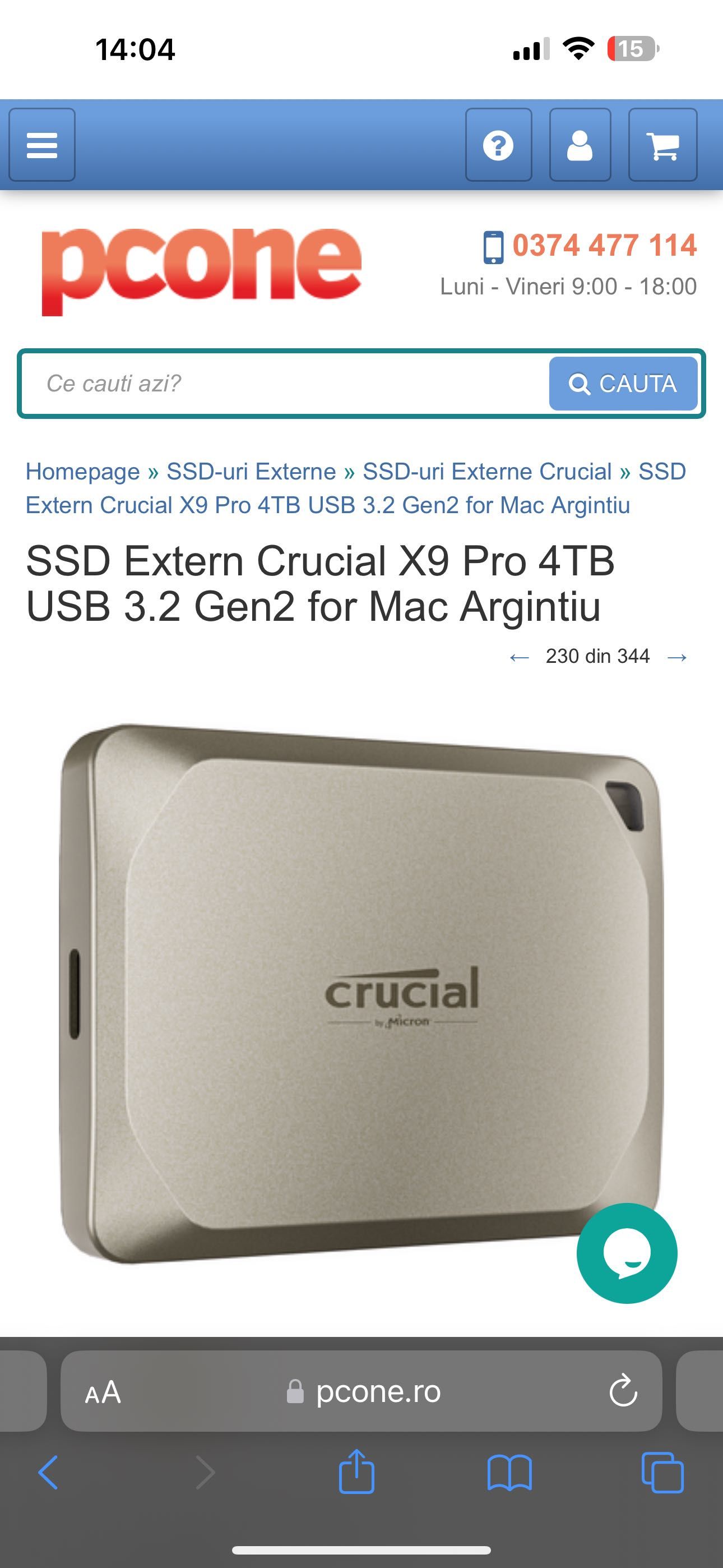 SSD Extern Crucial X9 Pro For Mac 4Tb Nou/Sigilat - Garanție 5 Ani