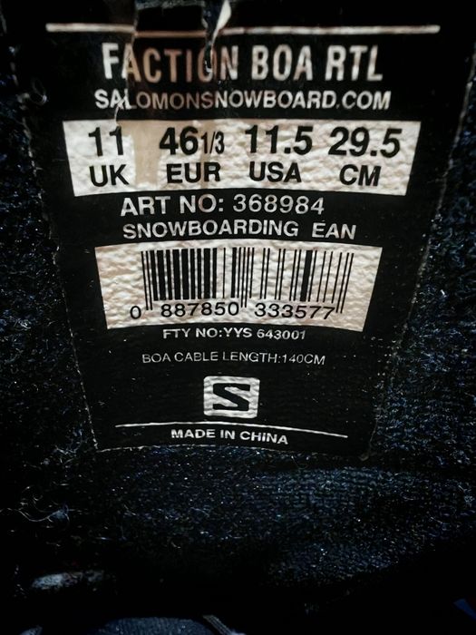 Boots snowboard 44,5-45,5 Salomon Faction cu Boa