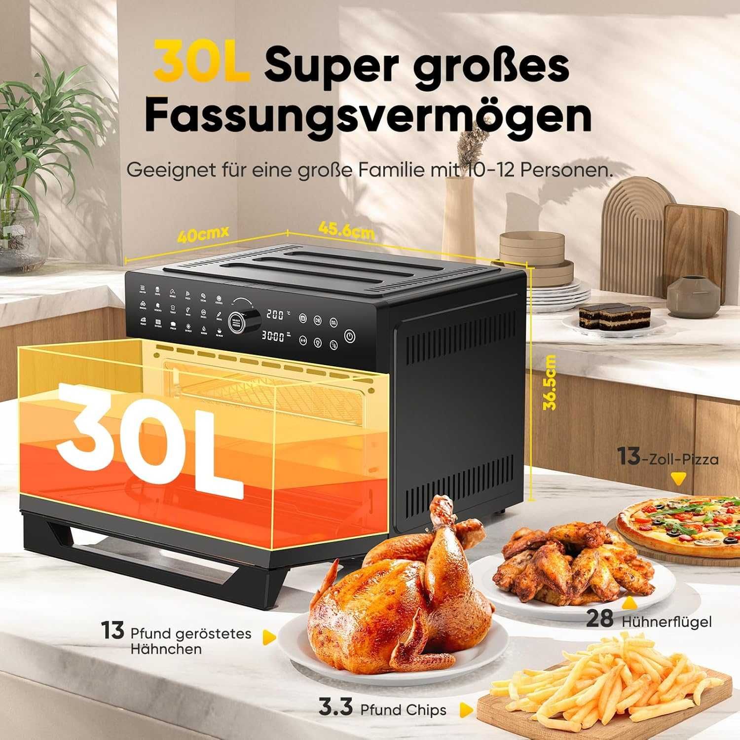 Фурна с горещ въздух Cookwise 1800W 30L фритюрник с горещ въздух