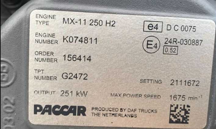 Motor complet DAF MX11 251 H2 Euro 6 - Piese de motor DAF