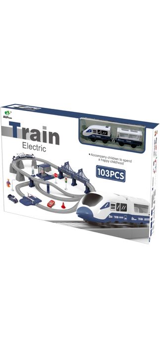 Circuit tren electric cu lumini si sunete Mappy City Rail 103 piese