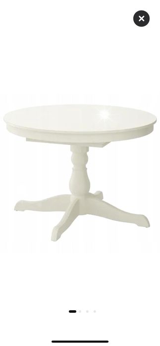 Masa rotunda IKEA Ingatorp alba extensibila 110/155