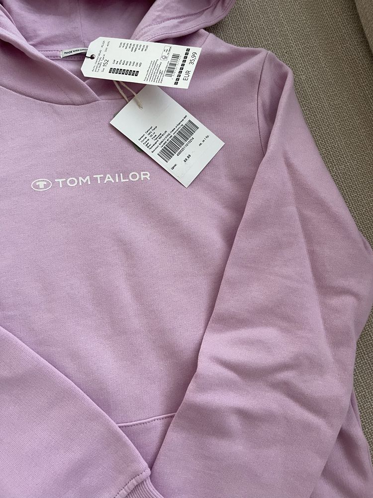 НОВ Детски суичър с качулка Tom Tailor, розов, р-р 152