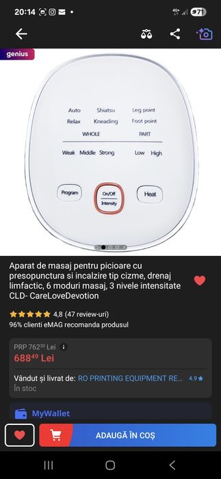 Aparat de masaj pentru picioare cu presopunctura