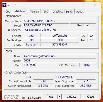i9 9900K на матплате ASUS ROG Maximus XI Hero (Z390). 64ГБ DDR43200