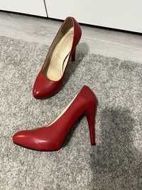 Pantofi piele naturala rosii marimea 38