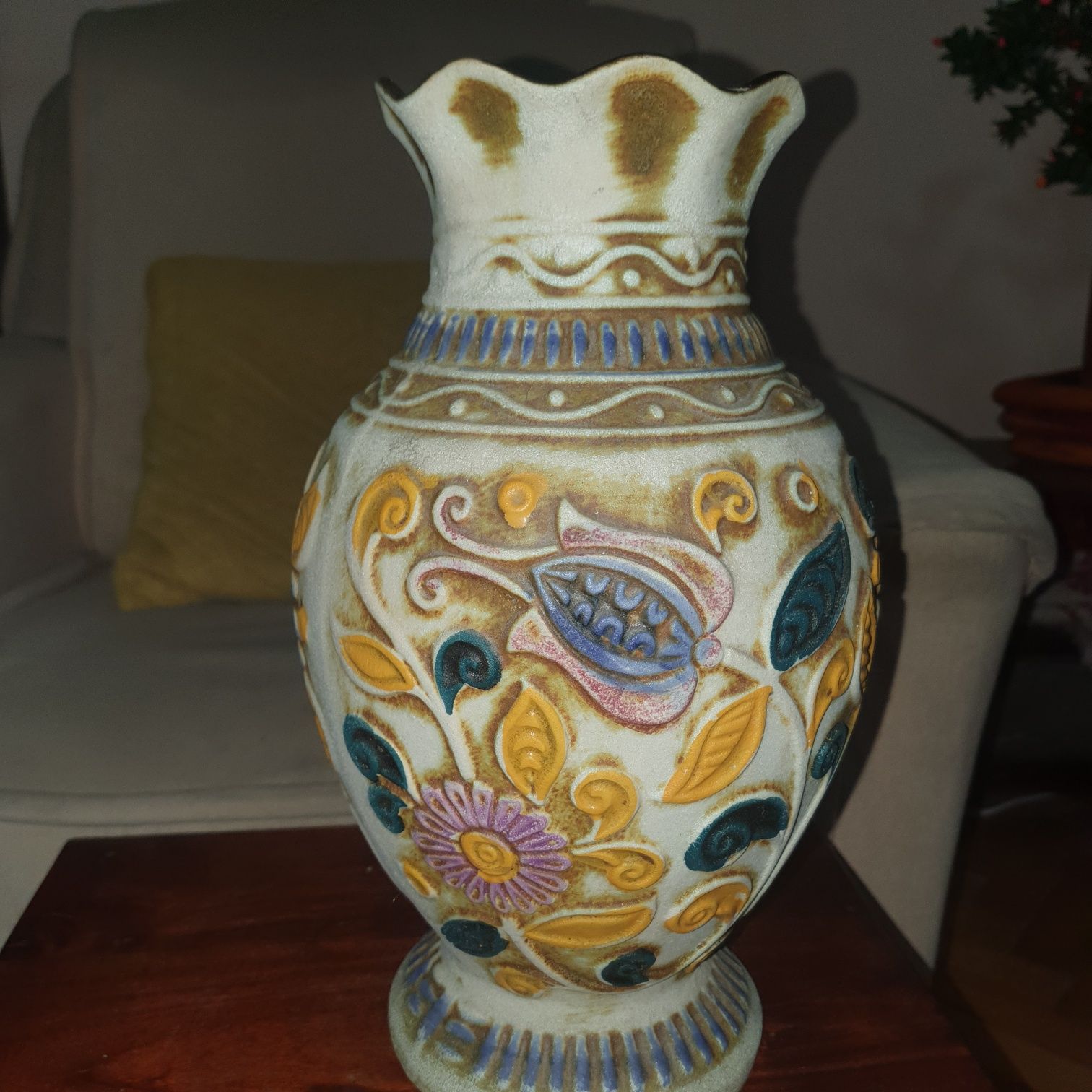 Vaza ceramica unicat, majolica germana