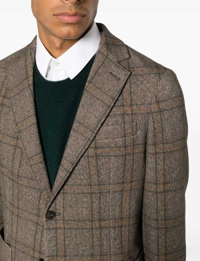 Sacou casual 52 XL premium GANT din lana tweed carouri verde