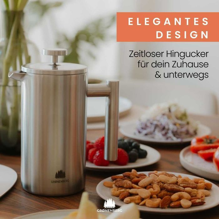 Френска преса Groenenberg,неръждаема стомана, 0,600мл, двустенна стена