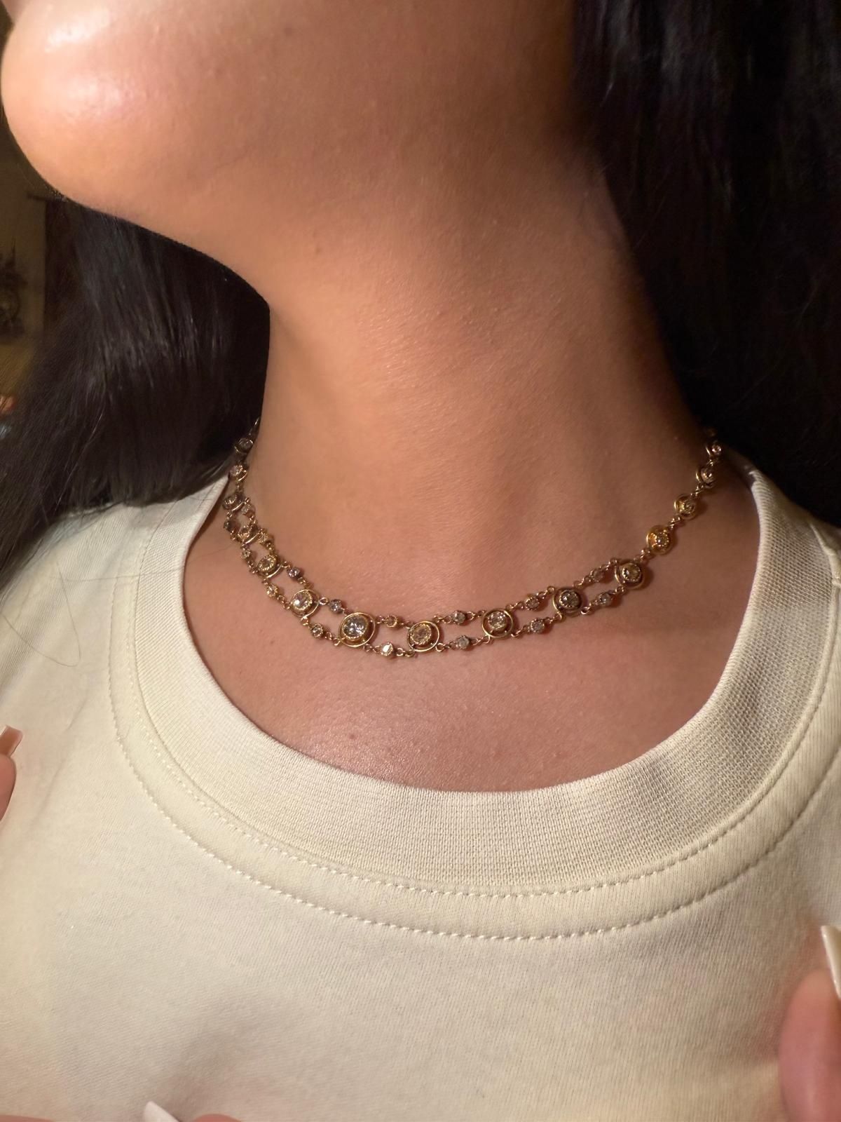 Colier Antic 1890 cu 47 diamante 4.22 K.Franta aur 18 k