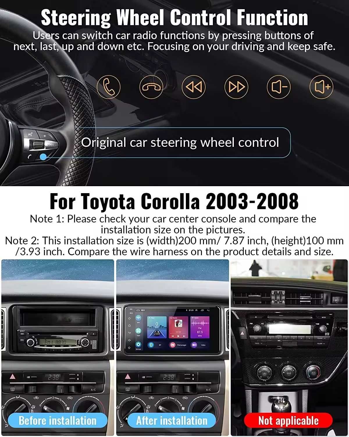 TOYOTA Corolla 2003-2008 МУЛТИМЕДИЯ  Навигация Android 13