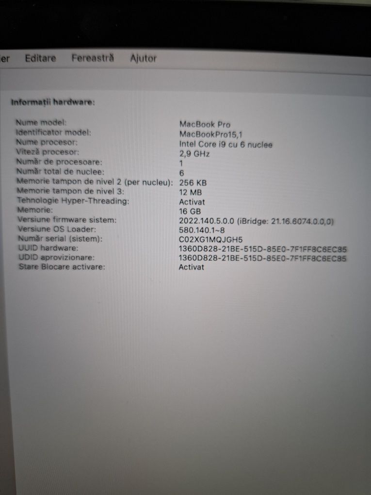 Macbook Pro 15.1 i9 2019 touchbar