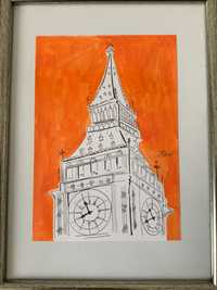 Акварелна рисунка - часовникова кула