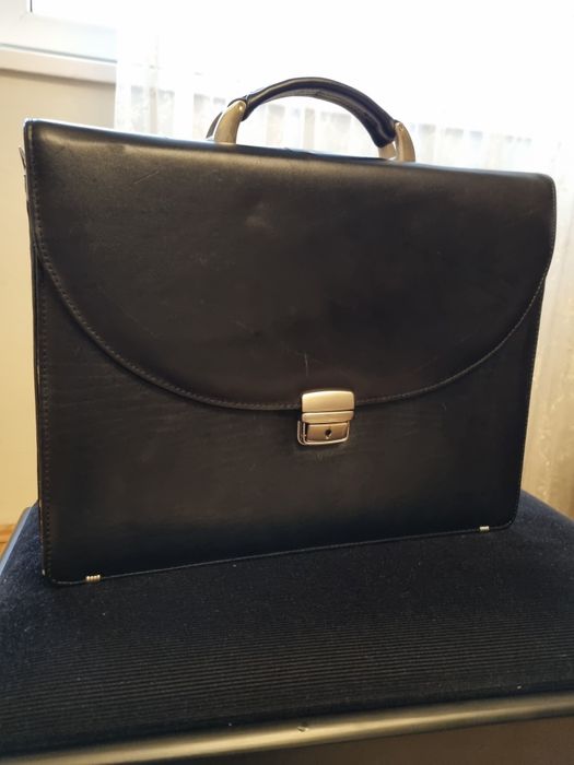 Geanta Servieta barbati office piele naturala neagra