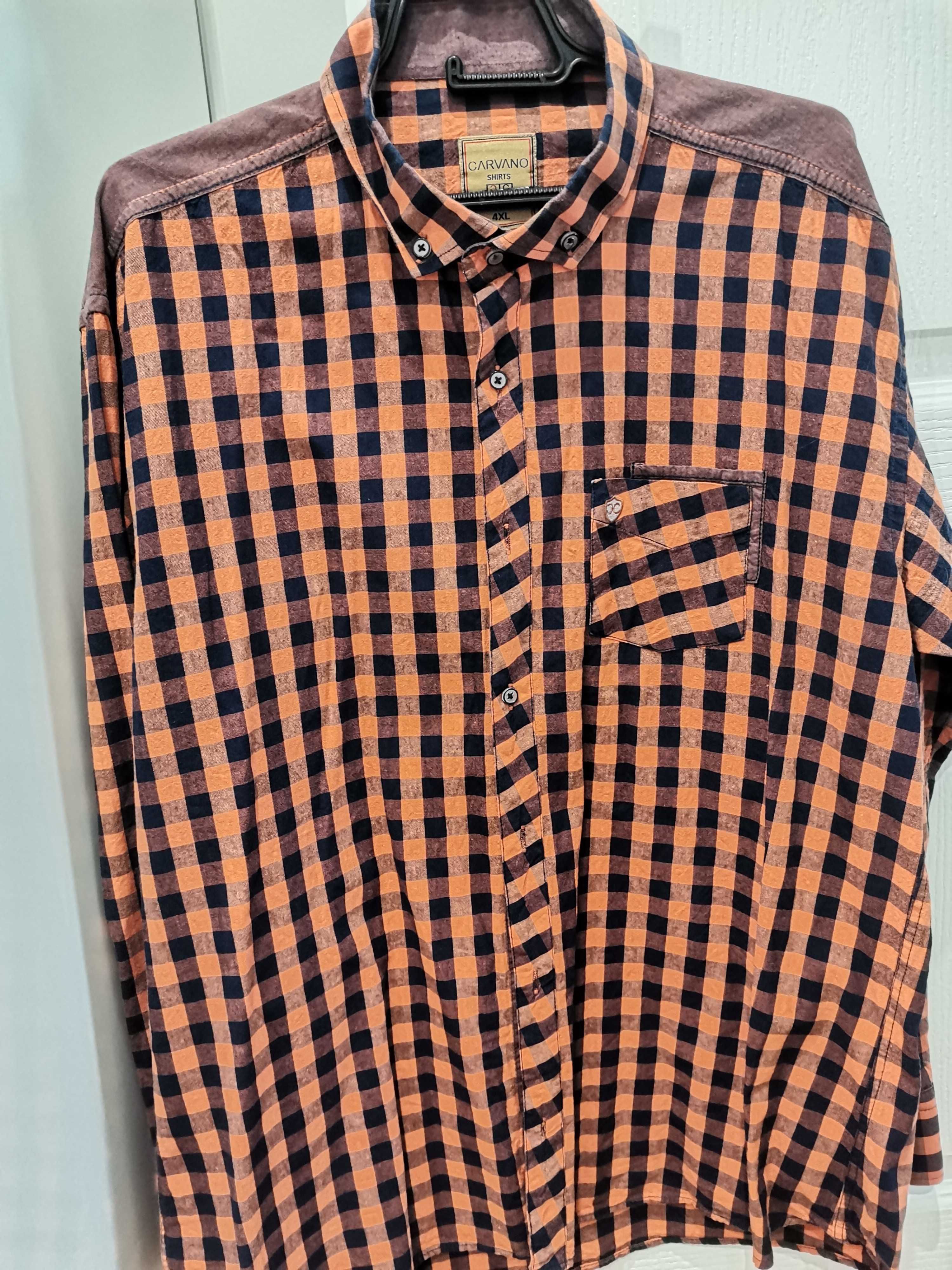 Мъжка риза oранжево черно каре