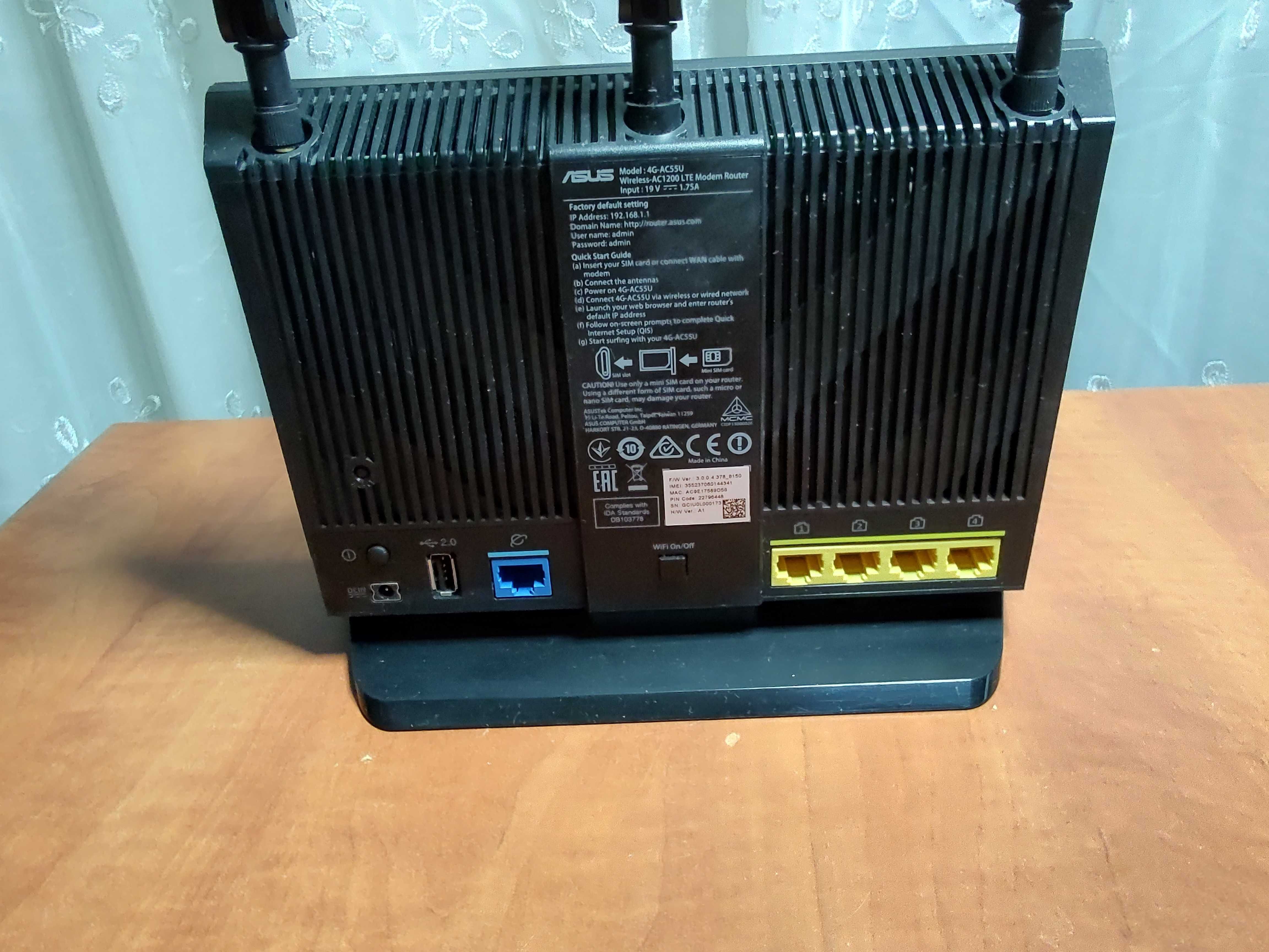 Router wireless cartela SIM 4g LTE ASUS 4G-AC55U 300+867 Mbps necodat
