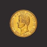 Moneda de aur 20 lire italienesti Carlo Albertus - TVA 0%-IN STOC