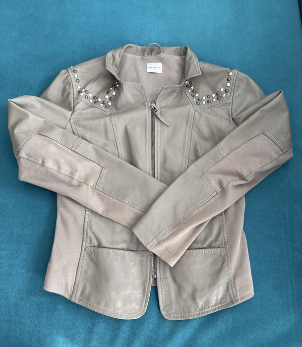 Бежово сиво кожено яке Pennyblack