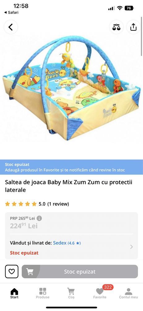 Saltea de joaca Baby Mix Zum Zum cu protectii laterale