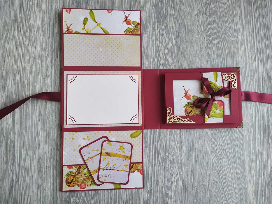 Мини скрапбук албум с коледни мотиви, ръчна изработка /57.5-6