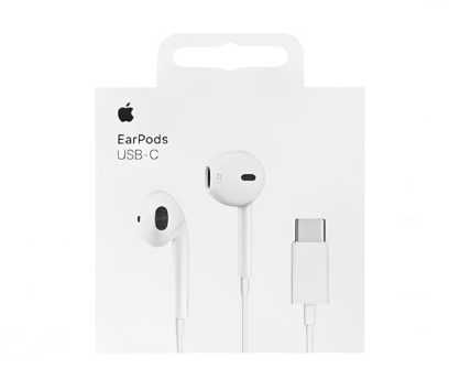 Casti APPLE EarPods iPhone 15, 16 cu Fir si Microfon – Mufa TIP-C Alb