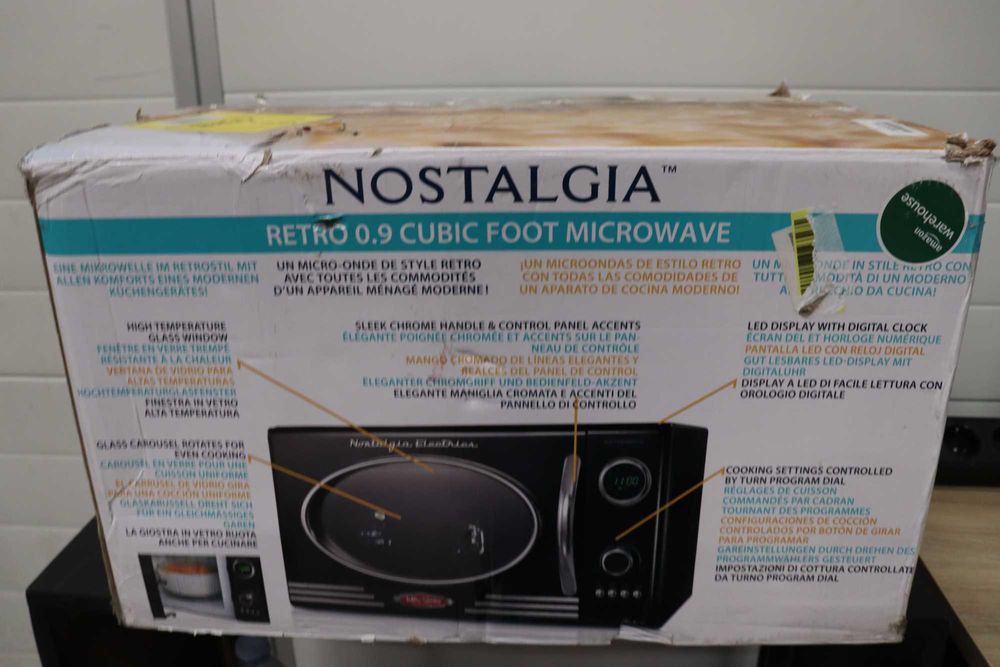 Микровълнова фурна Nostalgia RMO4BK Retro, 800W, 12 настройки, LED