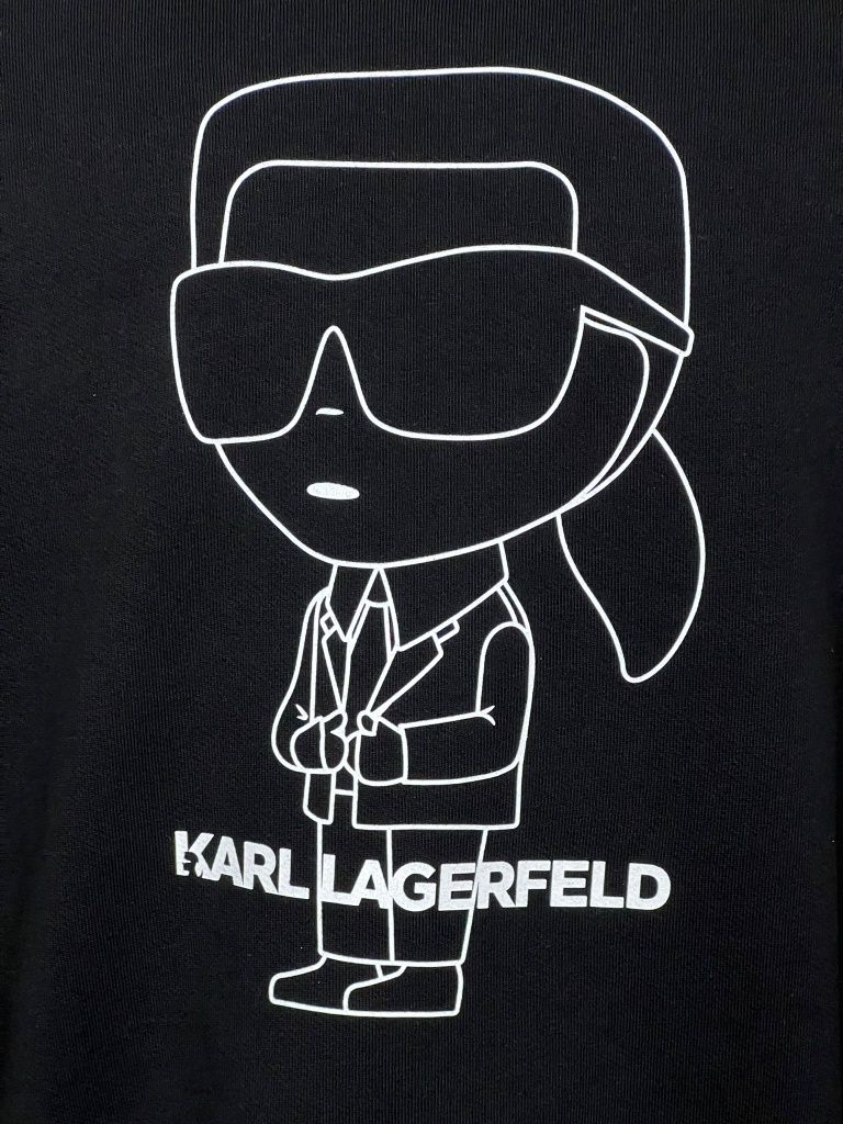 Karl Lagerfeld Черна Блуза 3Д ГУМЕНА ЩАМПА Човече  S M L XL XXL