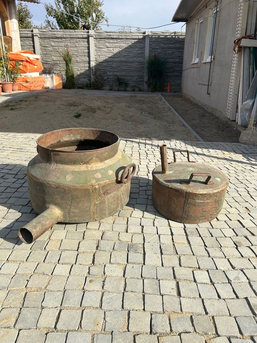 Cazan tradițional din cupru pentru țuică/rachiu