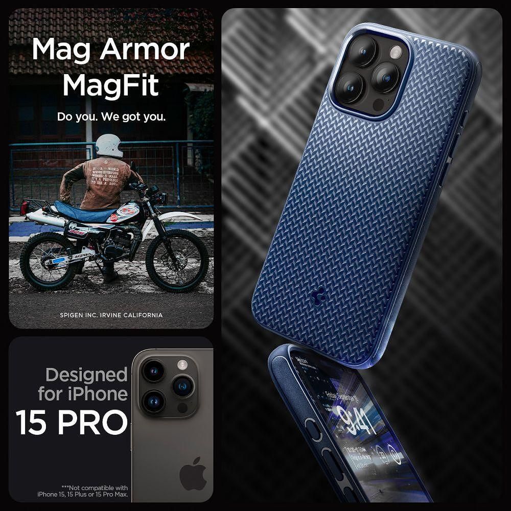 Калъф spigen mag armor magsafe за iphone 15 pro max navy blue