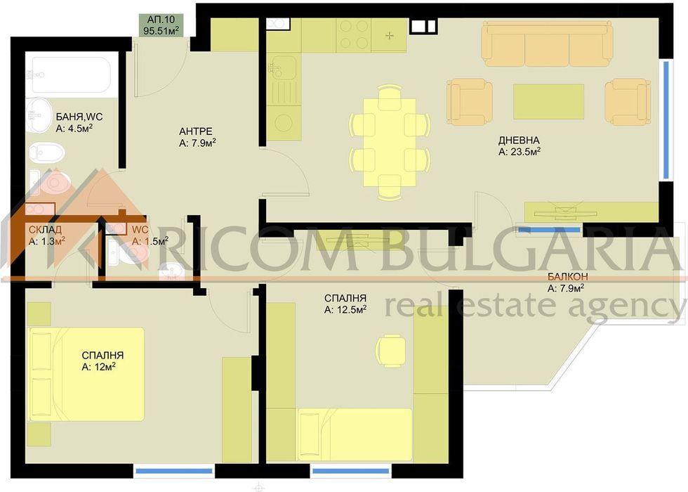 3-стаен в Варна-Победа площ 96