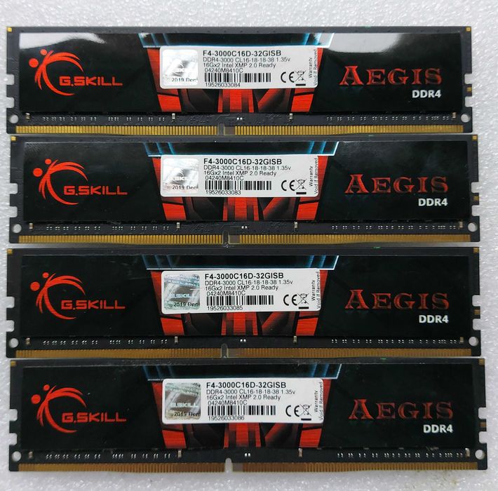 KIT memorii 64GB DDR4 3000Mhz G.Skill Aegis  (4x16gb)