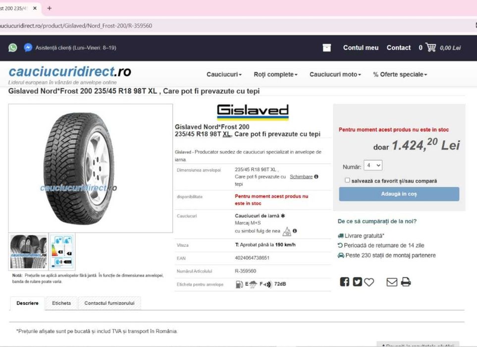 235 45 R18 iarna Gislaved-noi (cu tepi)