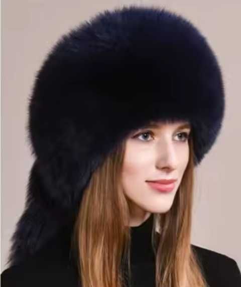 Нова дамска шапка естествен косъм лисица