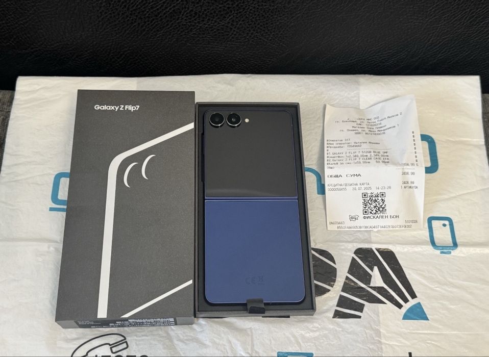 КАТО НОВ 512GB Samsung Z Flip 7 Зора Гаранция 2027 Blue / Син