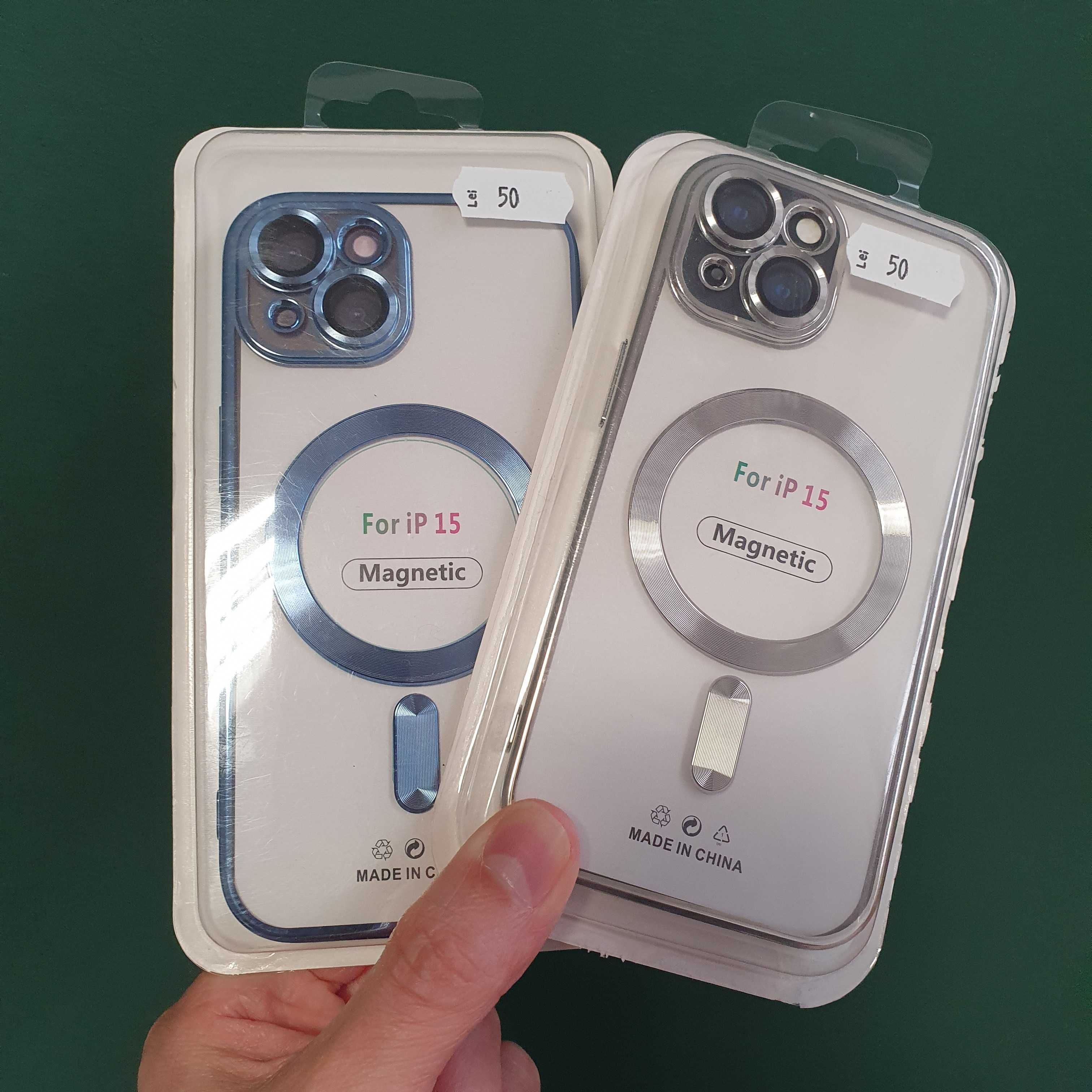 Husa MagSafe iPhone 15 / lentile acoperite /negru/albastru/argintiu