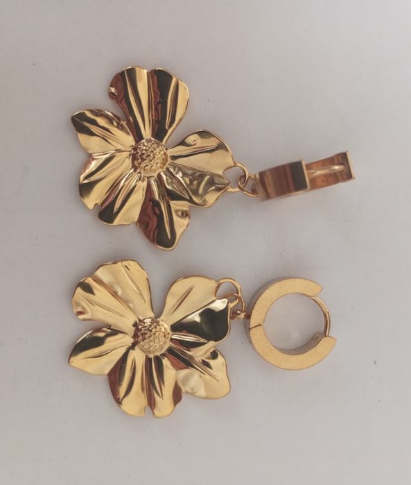 Set cercei și colier placate cu aur de 18k