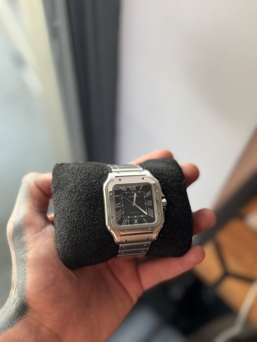 Cartier santos L Blue Dial - accept crypto
