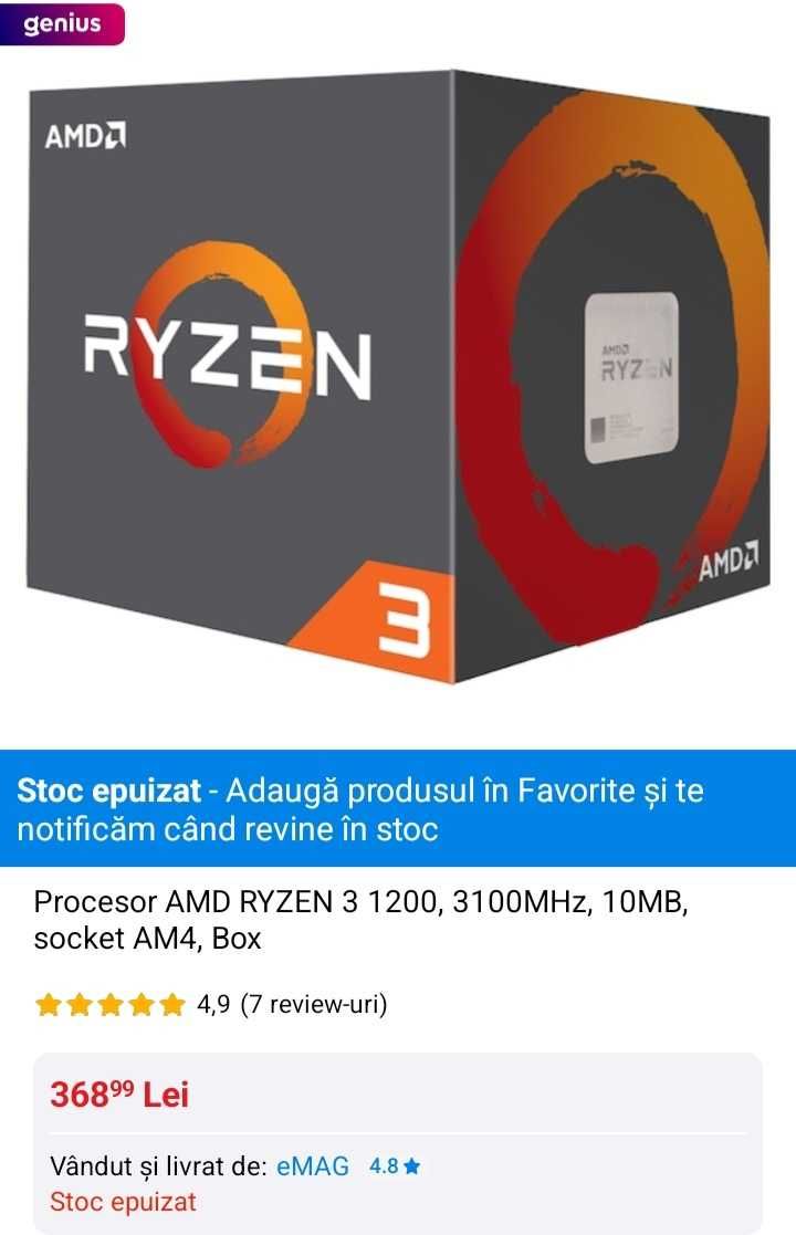 Procesor AMD RYZEN 3 1200, 3100MHz, 10MB, Socket AM4