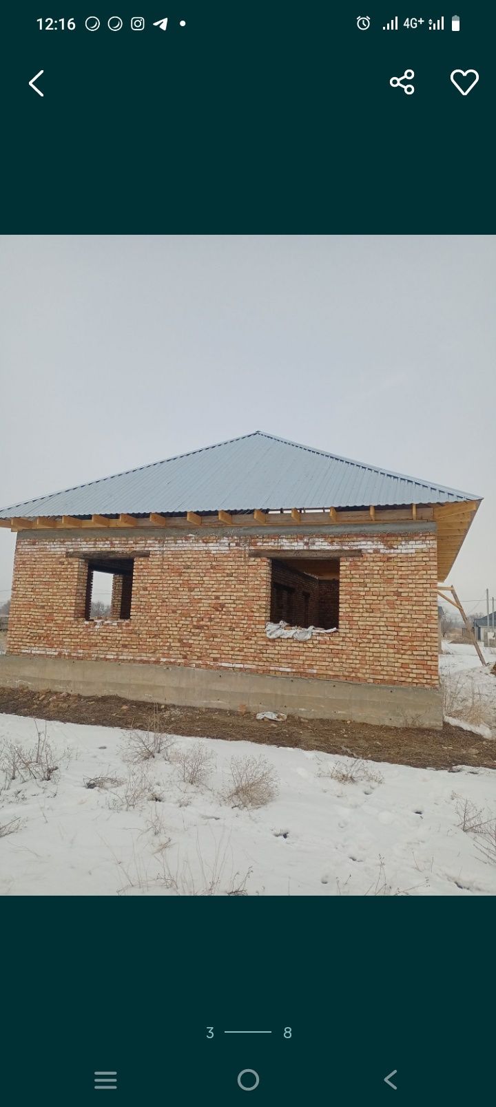 Продам не достроенный дом в ынтымаке